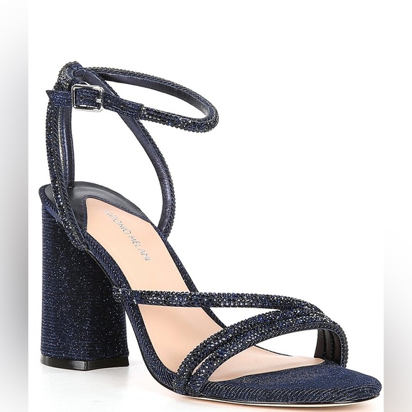 Blue Rhinestone Block Heels - Picture 7 of 15